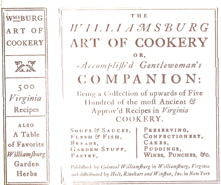 Copertina  The Williamsburg Art of Cookery or Accomplish'd Gentlewoman's Companion